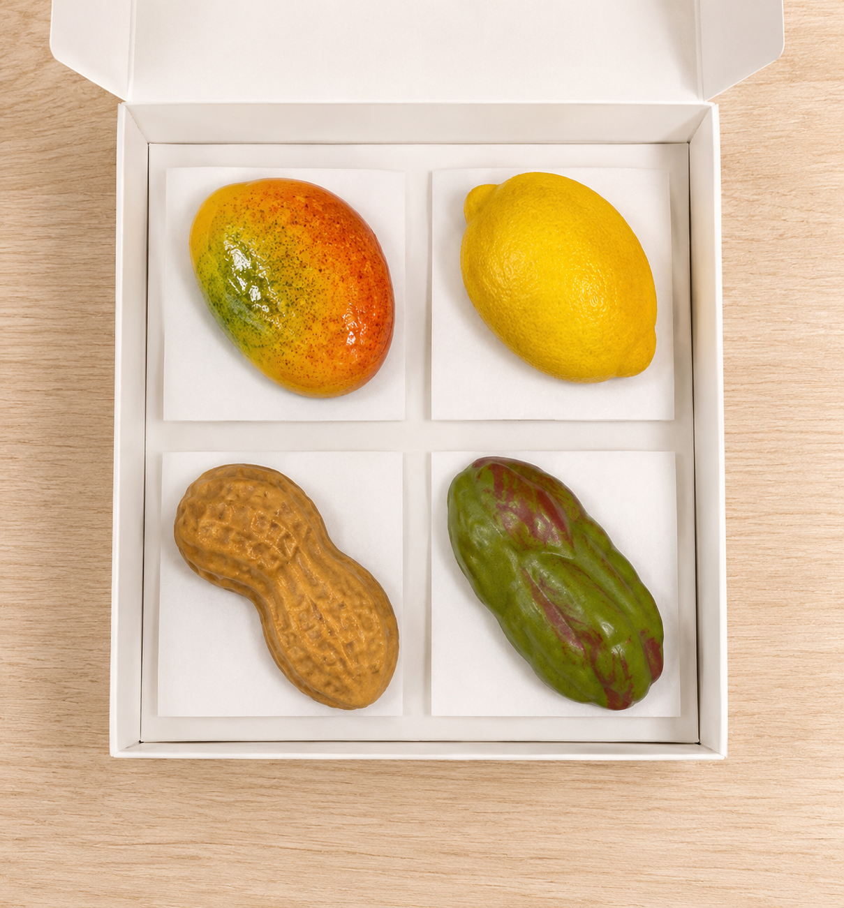 Pack de 4 trompe l'œil (mangue, citron, cacahuète, pistache)